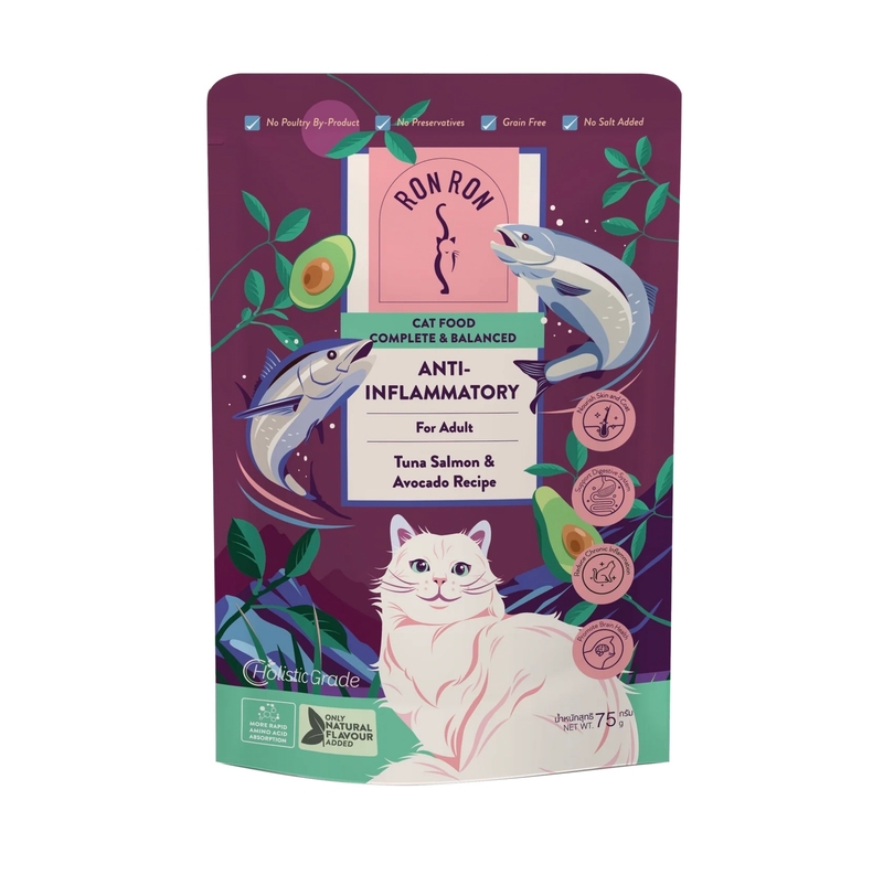[RonRon]天然無穀營養主食餐包(貓)｜成貓｜吞拿魚x三文魚｜抗氧化｜75g｜(濃湯碎肉絲/主食)