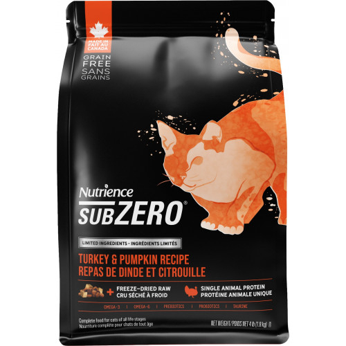 [Nutrience-貓糧]SubZero系列｜單一動物蛋白｜無穀物火雞、南瓜配方｜全貓｜4lb｜(代訂)