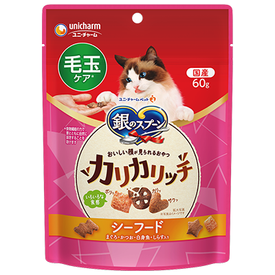 [Unicharm銀匙]滋味脆脆餅｜去毛球配方｜海鮮味｜60g｜日本製