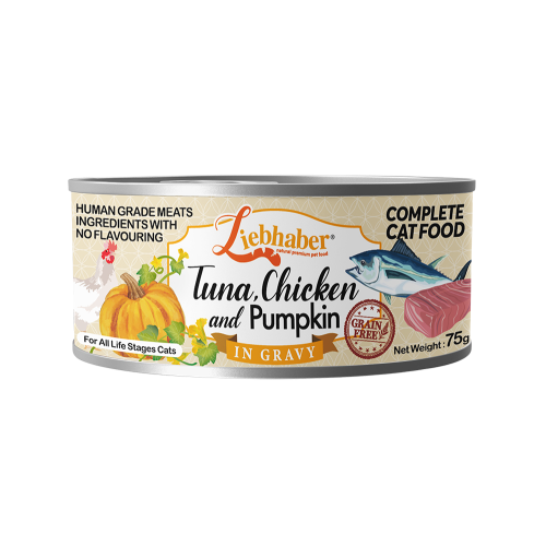 [Liebhaber-貓罐]無穀物主食罐｜吞拿魚+雞肉+南瓜｜Tuna, Chicken and Pumpkin｜75g｜(濃湯肉絲/主食)