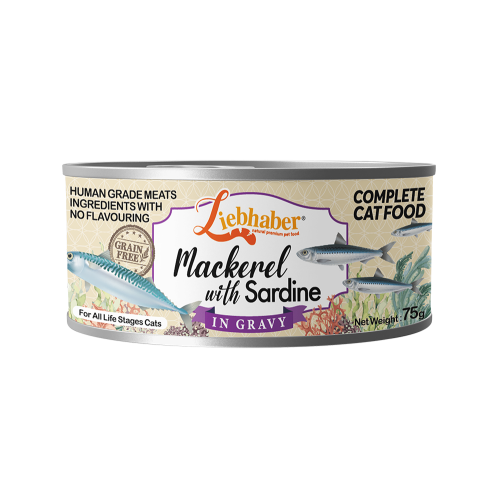 [Liebhaber-貓罐]無穀物主食罐｜鯖魚+沙甸魚｜Mackerel with Sardine｜75g｜(濃湯肉絲/主食)