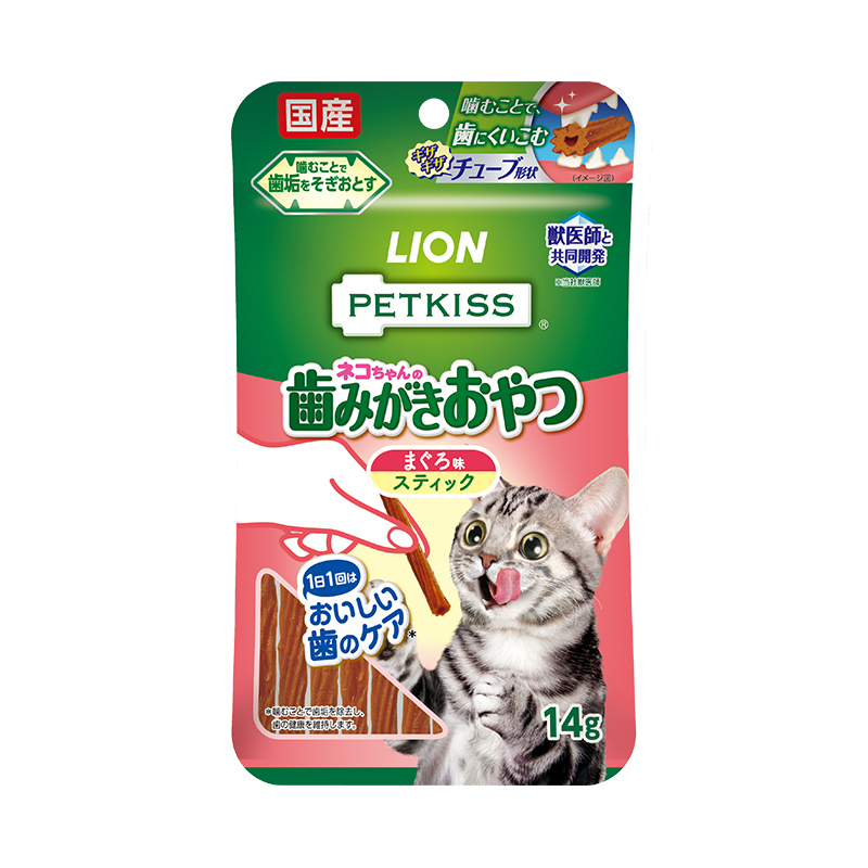 [Lion Pet獅王]PETKISS｜貓用｜螺旋形潔齒條｜吞拿魚味｜14g｜日本製