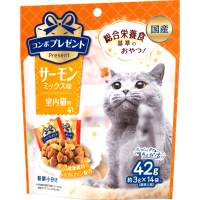 [Combo Present]綜合營養脆餅｜室內貓配方｜三文魚派對｜3g×14袋｜日本製