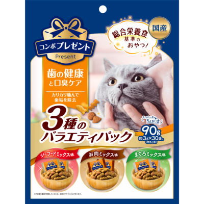 [Combo Present]綜合營養脆餅｜口腔潔齒除口臭配方｜海鮮肉味混合派對｜3g×30袋｜日本製