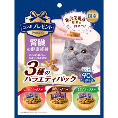 [Combo Present]綜合營養脆餅｜腎臟健康維護配方｜海鮮肉味混合派對｜3g×30袋｜日本製