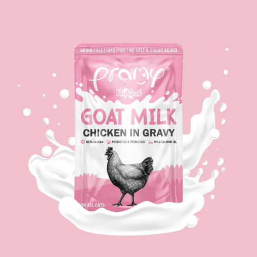 [Pramy]功能貓濕包｜山羊奶x鮮嫩雞肉｜Goat Milk-Chicken in Gravy｜60g｜(濃湯肉絲)