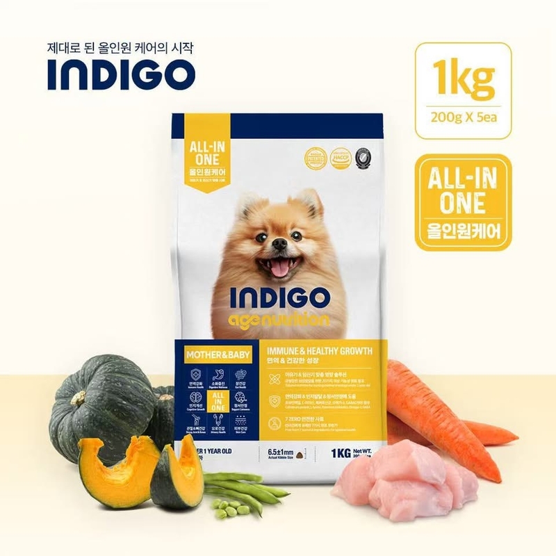 [INDIGO-狗糧]天然有機多種保健系列｜幼犬及懷孕/哺乳母犬專用配方｜雞肉｜6kg (內含1kg x 6包)｜韓國製