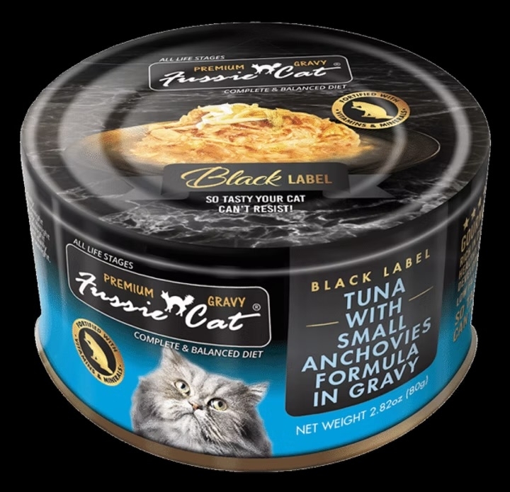 [Fussie Cat-貓罐]肉汁主食罐 | 極品吞拿魚+小鯷魚｜80g｜(肉絲/主食)