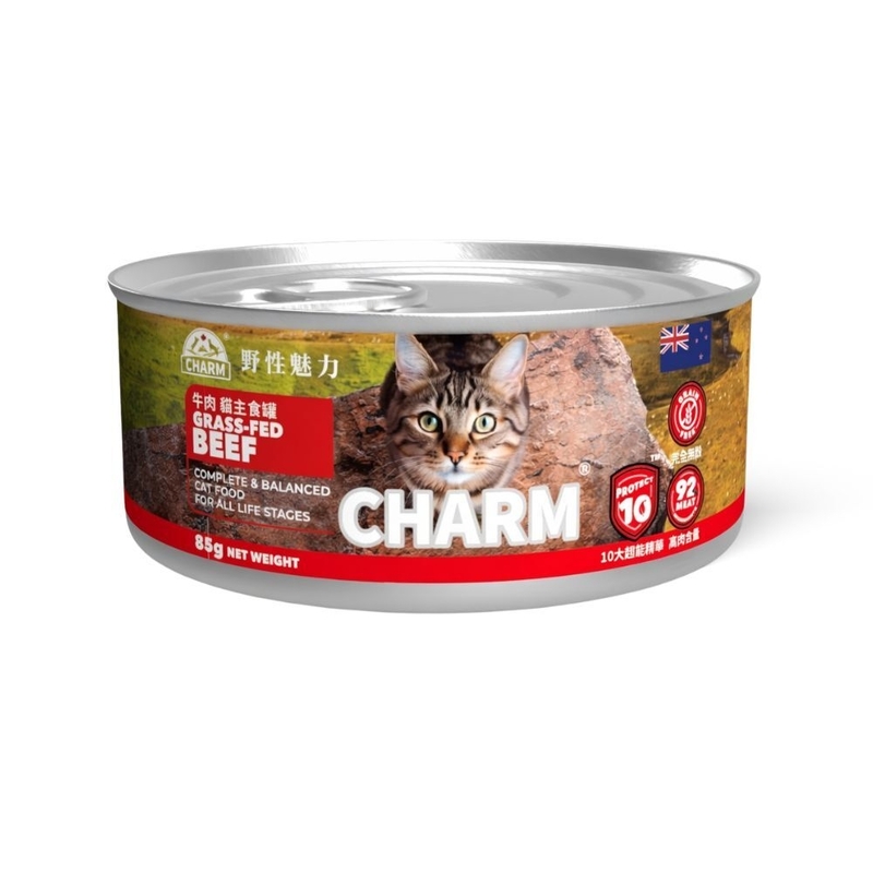 [Charm]十大超能精華無穀物主食罐｜草飼牛肉配方｜85g｜(肉醬/主食)｜紐西蘭製