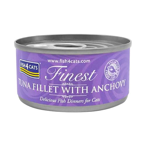 [Fish4Cats-貓罐]Finest｜吞拿魚及鳳尾魚｜Tuna Fillet with Anchovy｜70g｜(湯汁肉絲) 