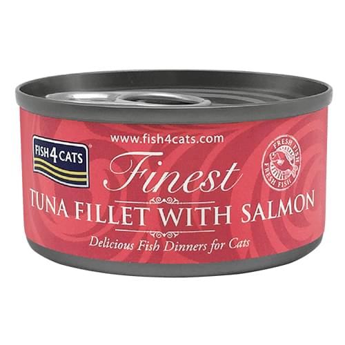 [Fish4Cats-貓罐]Finest｜三文魚及吞拿魚柳｜Tuna Fillet with Salmon｜70g｜(湯汁肉絲) 