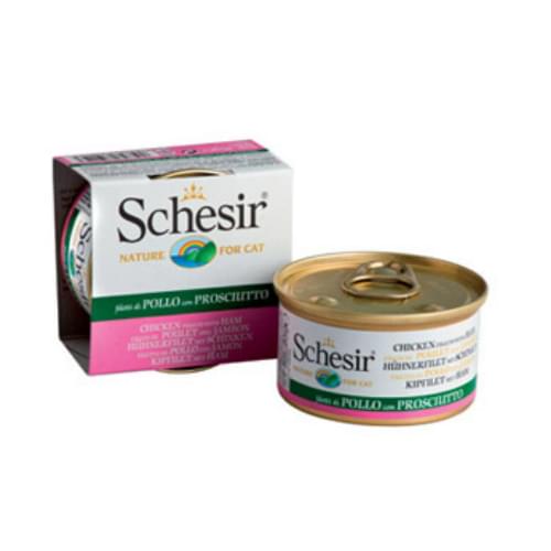 [Schesir-貓罐]啫喱系列｜吞拿魚+火腿｜85g｜(肉絲)