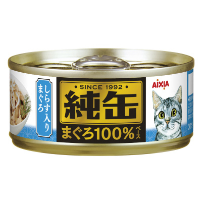 [aixia-貓罐]純缶｜吞拿魚+白飯魚｜65g｜(肉絲)｜(淺藍/Jmy-4)