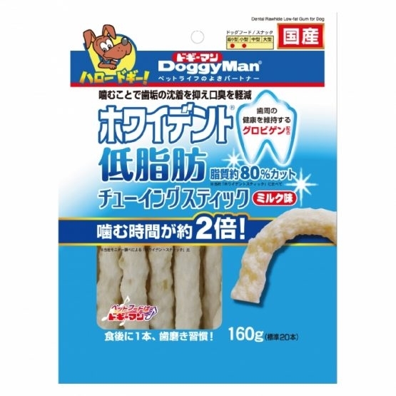 [Doggyman-狗小食]低脂牛奶味纖維咬咬潔齒棒｜160g｜日本製