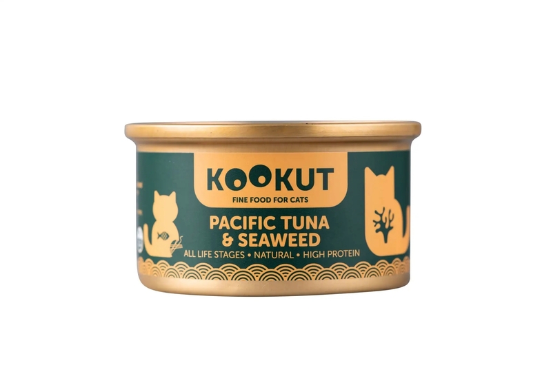 [Kookut-貓罐]太平洋吞拿魚加海藻｜(PACIFIC TUNA & SEAWEED)｜70g｜(湯汁肉絲)