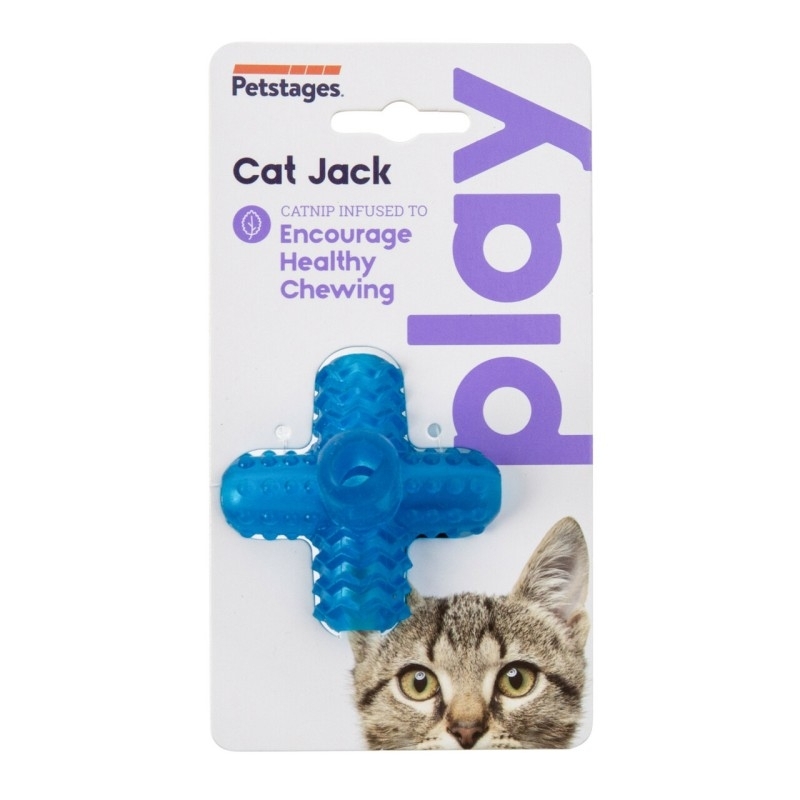 [Petstages-玩具]貓草潔齒咬咬(可漏食)益智牙膠CAT JACK BLU
