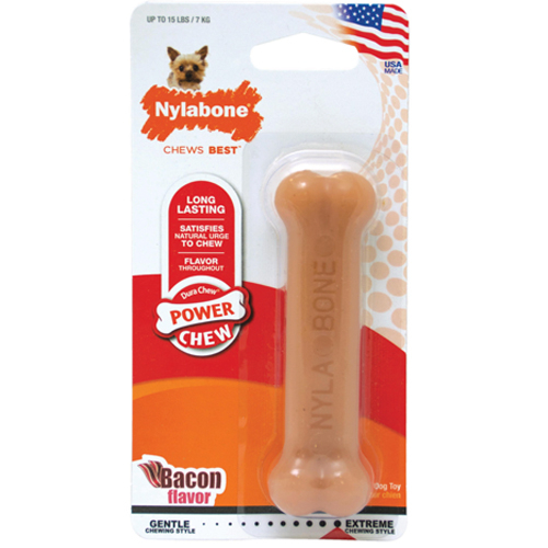 [Nylabone]尼龍玩具咬咬骨｜小型(約瑟公仔) Dura Power Chew｜煙肉味(啡色)