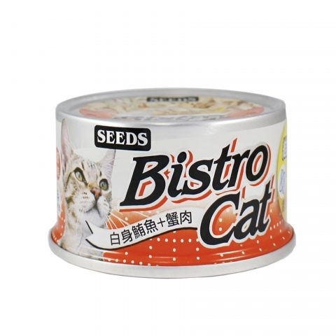 [Seeds-貓罐]Bistro特級銀貓機能罐｜白身鮪魚+蟹肉+膽鹼｜80g｜(啫喱肉絲)