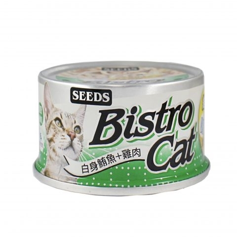 [Seeds-貓罐]Bistro特級銀貓機能罐｜白身鮪魚+雞肉+膽鹼｜80g｜(啫喱肉絲)