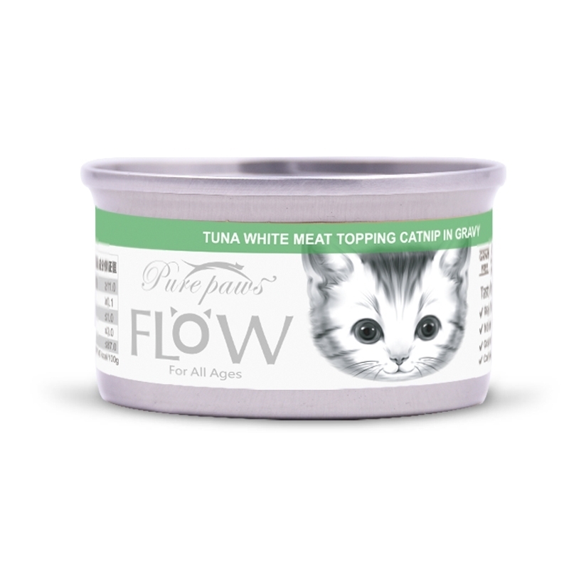 [Purepaws-貓罐]Flow高湯海鮮系列｜吞拿魚+貓薄荷(貓草)｜80g｜(湯汁肉絲)