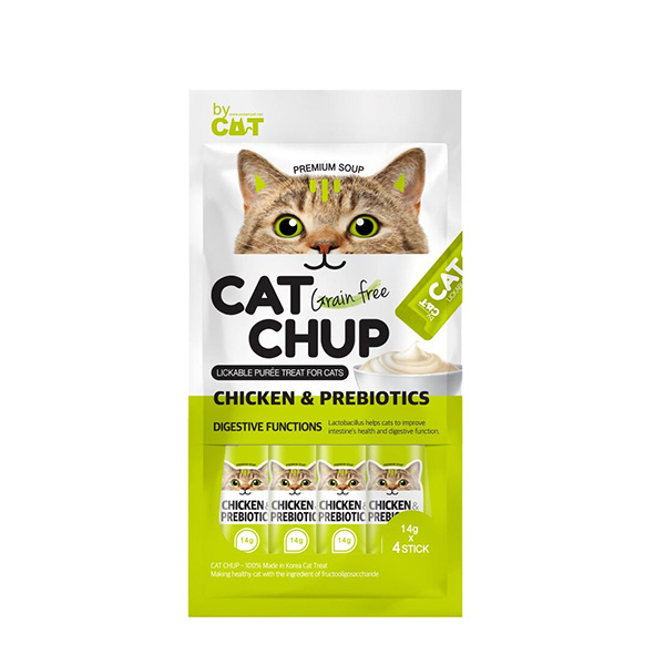 [Cat Chup-貓小食]無穀物營養唧唧醬｜雞肉+乳酸菌｜腸胃配方｜14g*4pcs｜(韓國製)