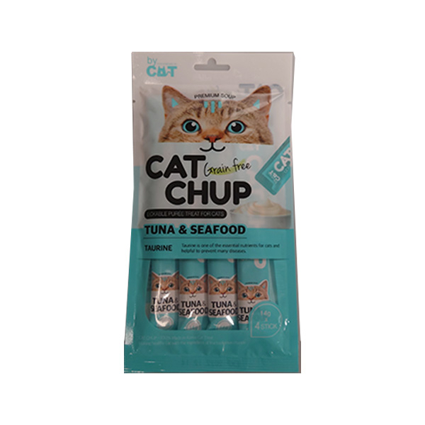 [Cat Chup-貓小食]無穀物營養唧唧醬｜吞拿魚+蟹｜牛磺酸配方｜14g*4pcs｜(韓國製)