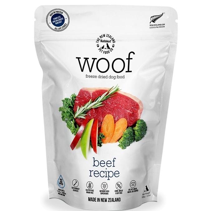 [NZ Natural]WOOF｜鮮肉凍乾狗糧｜牛肉｜Beef｜280g｜(紐西蘭)｜(代訂)