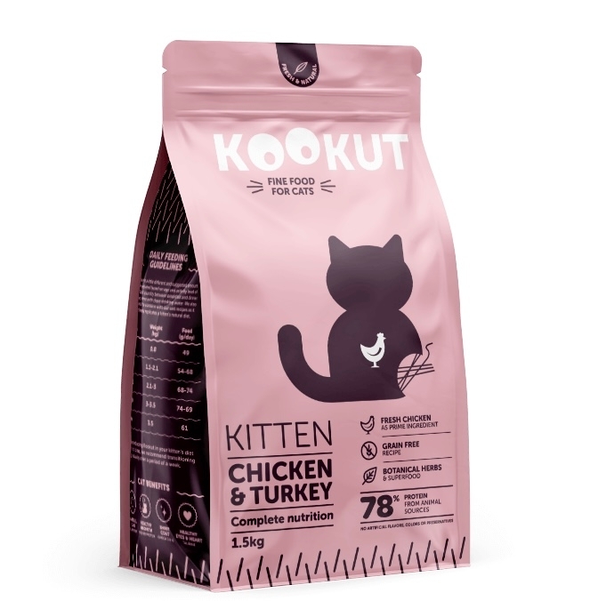 [Kookut-貓糧]天然無穀物幼貓糧｜雞肉及火雞肉｜1.5kg
