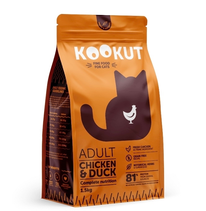 [Kookut-貓糧]天然無穀物成貓糧｜雞肉及鴨肉｜1.5kg