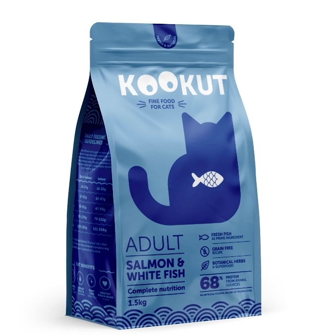 [Kookut-貓糧]天然無穀物成貓糧｜三文魚及白魚｜1.5kg