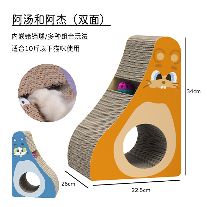 [Tinypet-貓玩具]三角瓦通紙抓板｜貓和老鼠(雙面圖案)