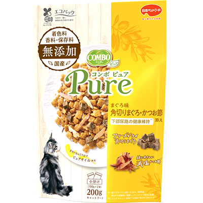 [Combo]Pure｜泌尿維護配方｜添加凍乾吞拿魚粒+減鹽鰹魚片200g(日本製)