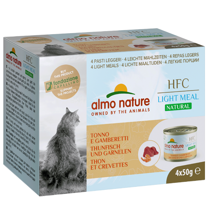 [Almo-貓罐]HFC Natural Light Meal低脂迷你罐系列｜吞拿魚+鮮蝦｜單罐50g｜(湯汁肉絲)