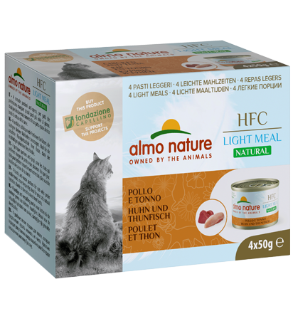 [Almo-貓罐]HFC Natural Light Meal低脂迷你罐系列｜吞拿魚+雞肉｜單罐50g｜(湯汁肉絲)