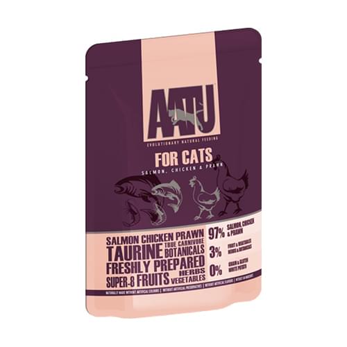 [AATU-貓濕包]無穀物97% 三文魚+雞肉+鮮蝦｜(肉醬/主食)｜85g