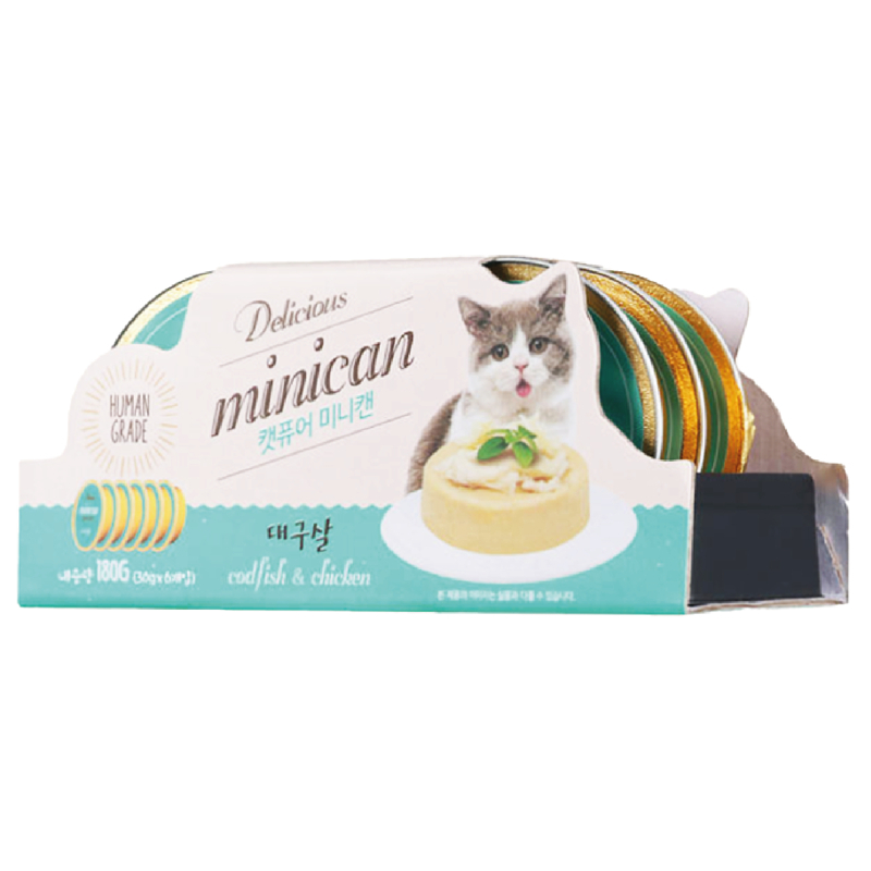 [Cat pure] Minican韓國迷你貓罐｜鱈魚雞肉(肉泥慕絲)｜單罐30g(綠色)