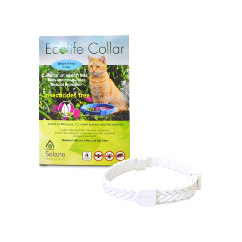 [Solano]Ecolife Collar｜貓用｜全天然精油驅蚊虱牛蜱頸帶 37cm｜白色｜(4個月有效)