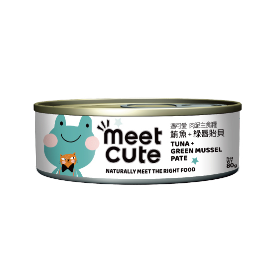 [Meet Cute-貓罐]遇可愛。肉泥主食罐｜鮪魚+ 綠唇貽貝｜80g