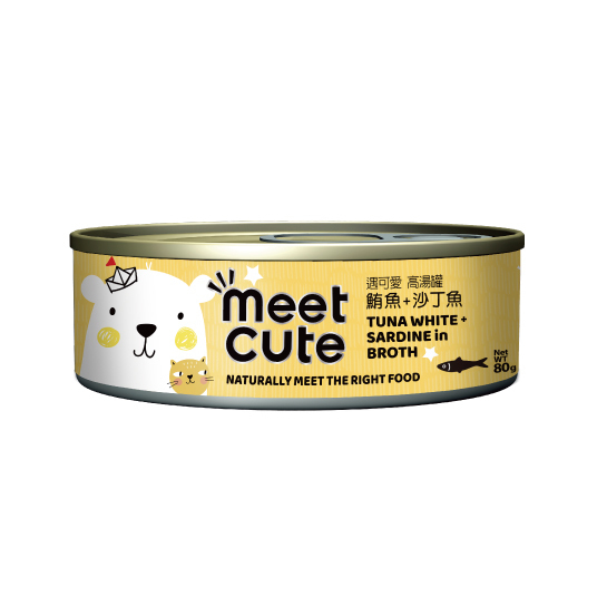 [Meet Cute-貓罐]遇可愛。高湯肉絲主食罐｜鮪魚+沙丁魚 80g｜(肉汁肉絲)