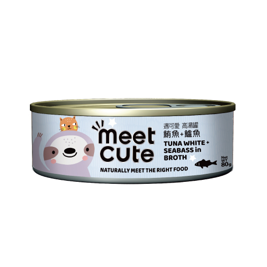 [Meet Cute-貓罐]遇可愛。高湯肉絲主食罐｜鮪魚+ 鱸魚 80g｜(肉汁肉絲)