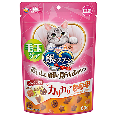 [Unicharm銀匙]滋味脆脆餅｜去毛球配方｜海鮮味｜60g｜日本製