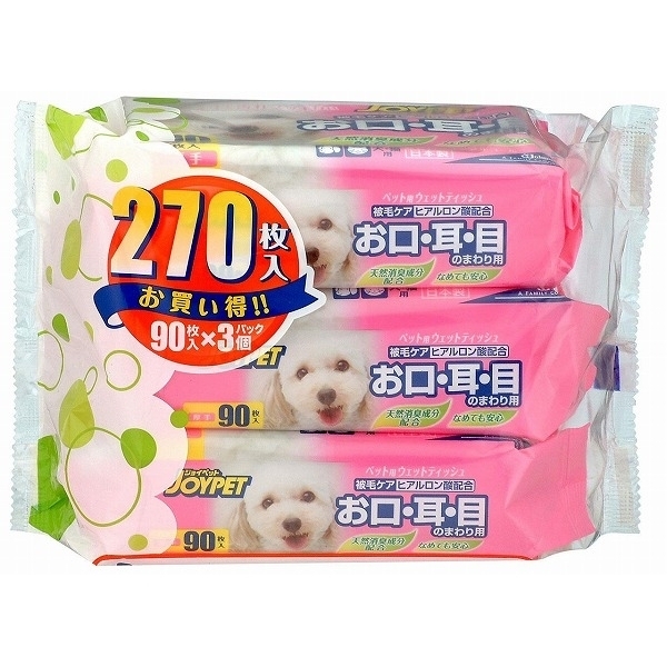 [Joypet]貓狗用清潔濕紙巾｜原袋90片*3包裝｜(日本製)