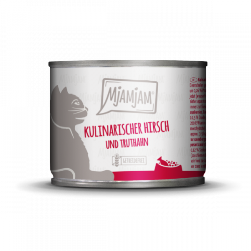 [Mjamjam-貓罐]無穀鮮肉主食罐｜野鹿+火雞+蔓越莓｜Kulinarischer Hirsch Und Truthahn｜200g｜(11221)