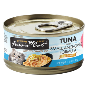 [Fussie Cat-貓罐]肉汁主食罐 | 極品吞拿魚+小鯷魚｜80g｜(肉絲/主食)