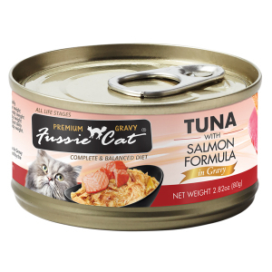 [Fussie Cat-貓罐]肉汁主食罐 | 極品吞拿魚+三文魚｜80g｜(肉絲/主食)