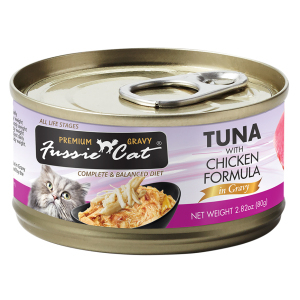 [Fussie Cat-貓罐]肉汁主食罐 | 極品吞拿魚+雞肉｜80g｜(肉絲/主食)