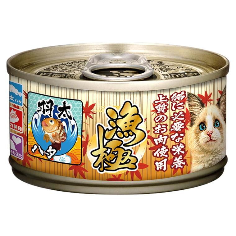 [Akika-貓罐]天然主食罐｜吞拿魚+石斑魚｜80g｜(肉絲/主食)