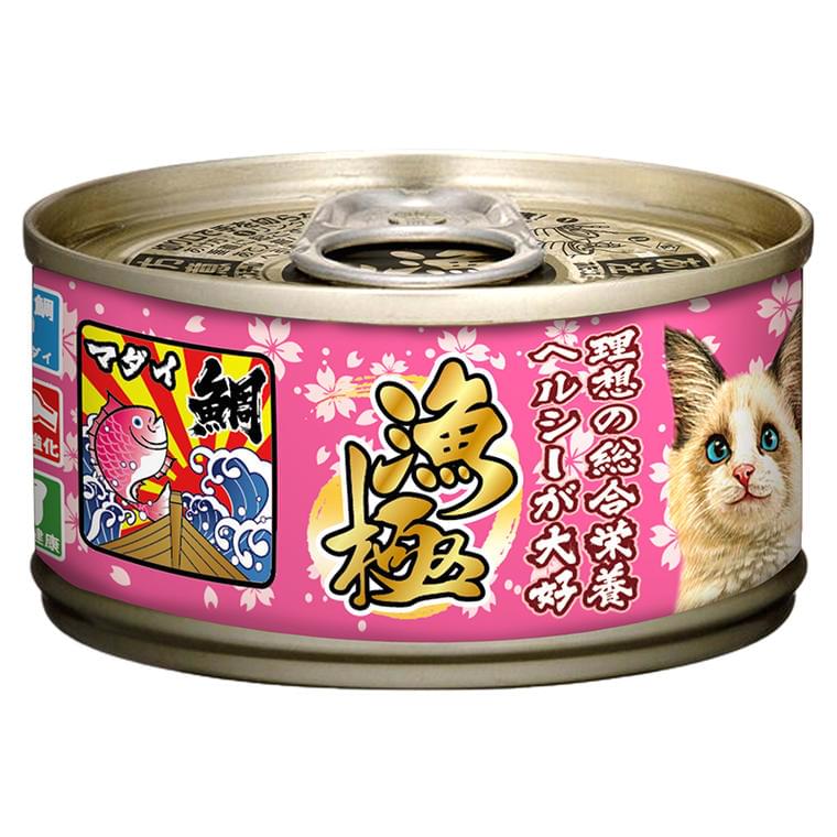 [Akika-貓罐]天然主食罐｜吞拿魚+紅鯛魚｜80g｜(肉絲/主食)