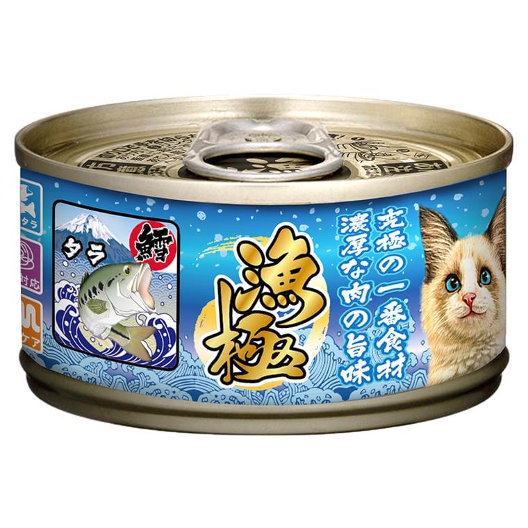 [Akika-貓罐]天然主食罐｜吞拿魚+銀鱈魚｜80g｜(肉絲/主食)
