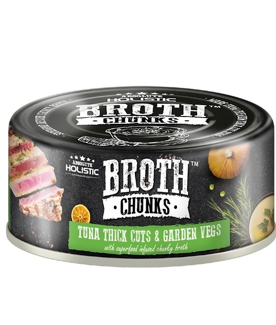 [Absolute Holistic]Broth Chunks原塊厚肉菜湯主食罐｜厚切吞拿魚+田園蔬菜｜80g｜(貓狗)｜(肉絲/主食)